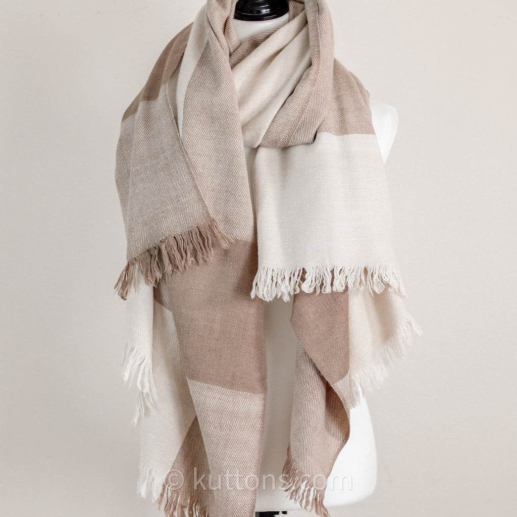Cashmere Pashmina Shawl Pompom Indigo By Yaser Shaw main image 1
