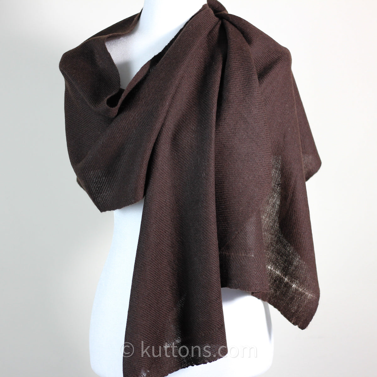 100% Pure Ladakh Yak Wool Scarf - Handspun and Handwoven Stole by Women Weavers in the Himalayas | Dark Brown, 13x76"