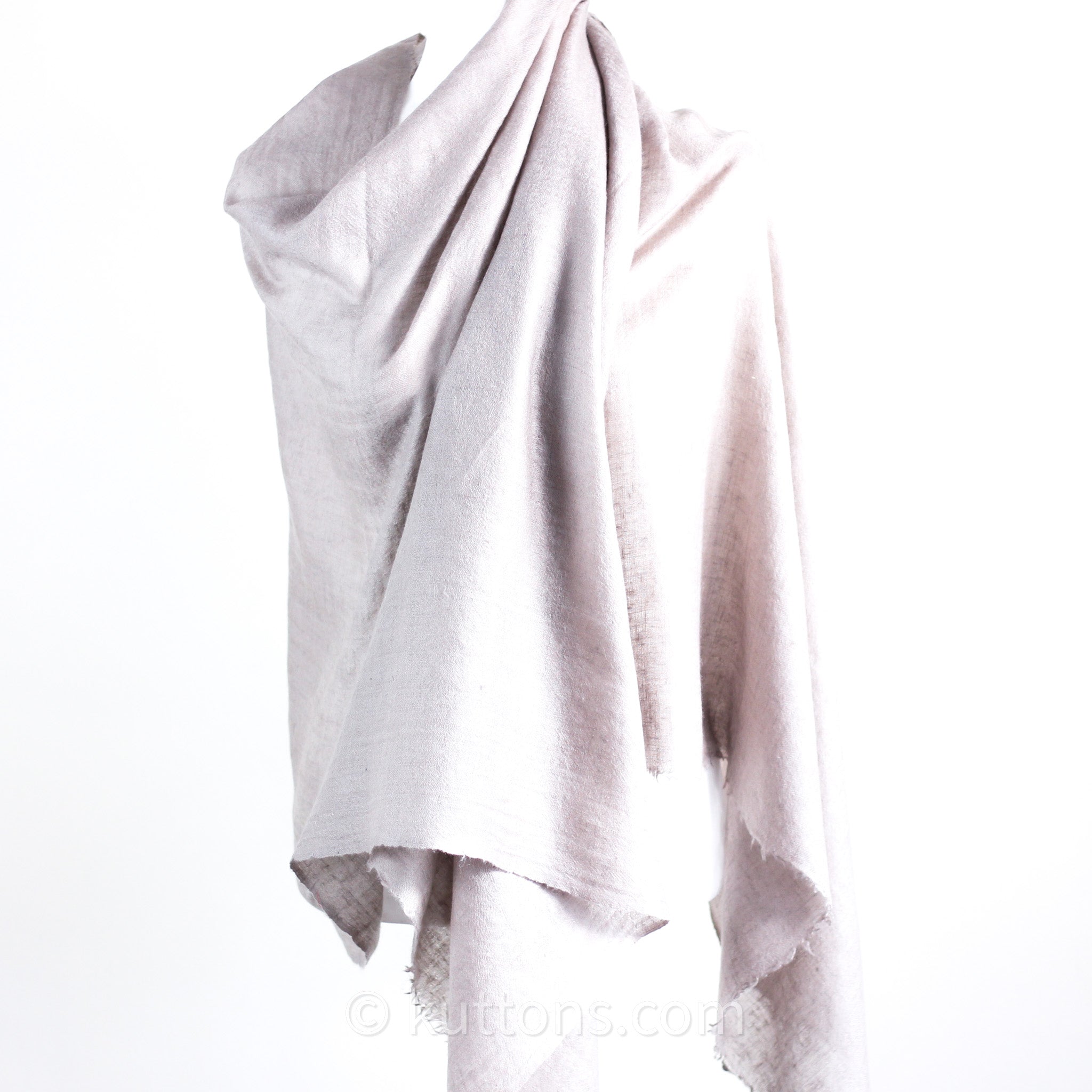 Pure Pashmina Cashmere Stole - Soft Featherweight Pashmina Cashmere Wrap from Ladakh Himalayas | Light Gray, 29x82