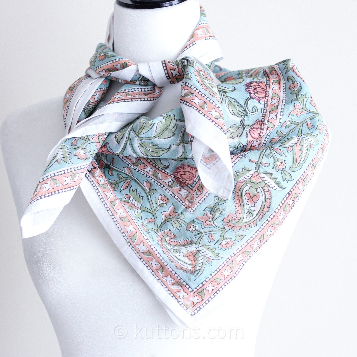 hand block printed cotton bandana scarf