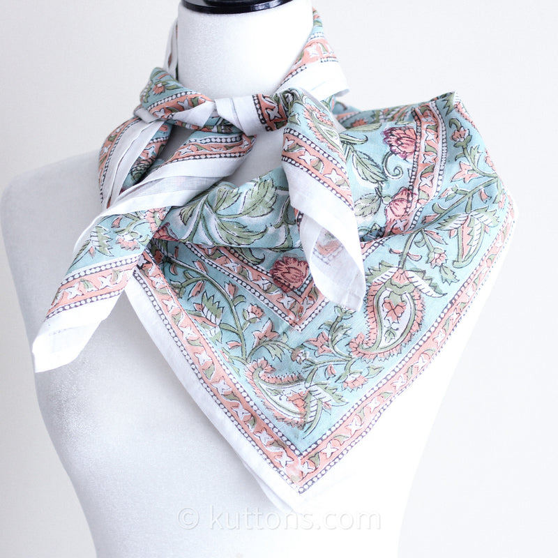 hand block printed cotton bandana scarf