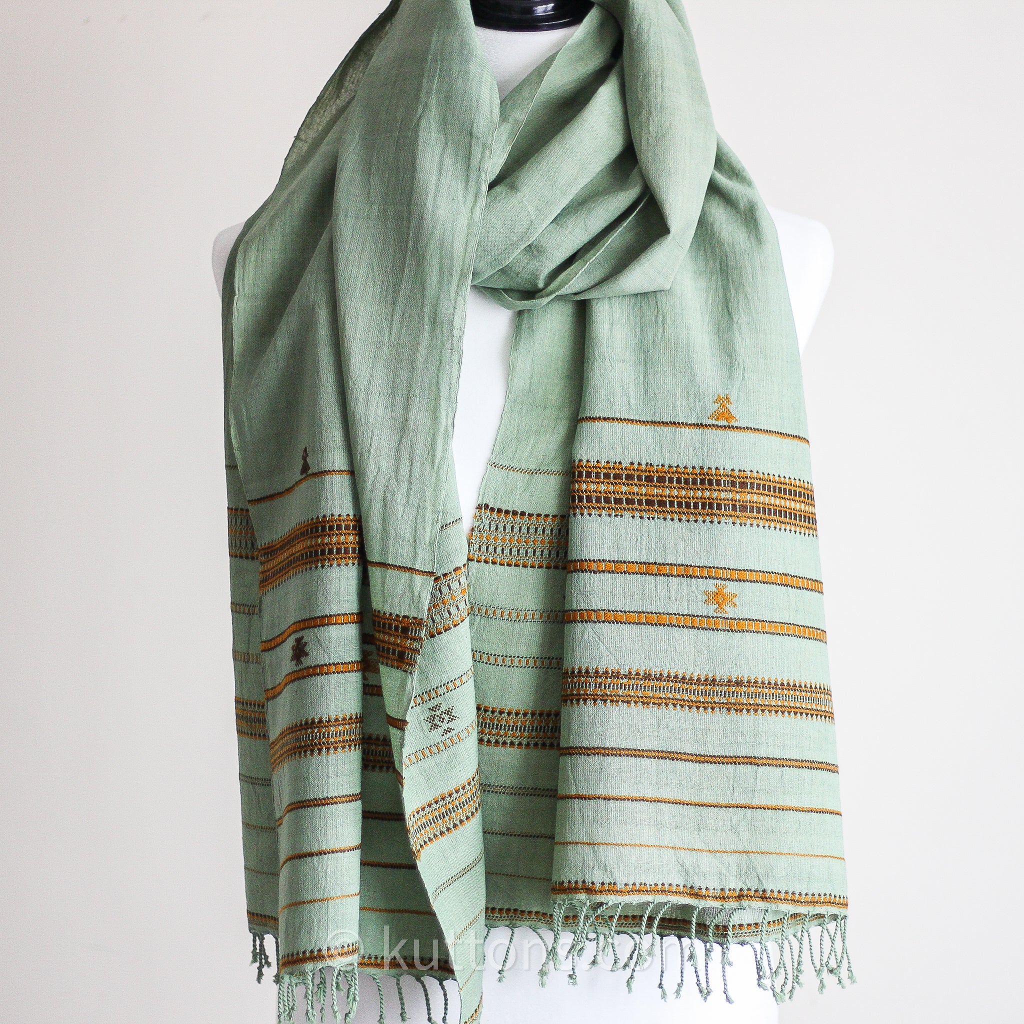 Handwoven Organic Kala Cotton Scarf - Wrap with Tassels
