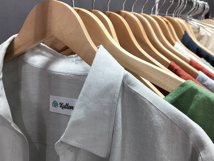 Sustainable linen clothing collection in neutral and earthy tones