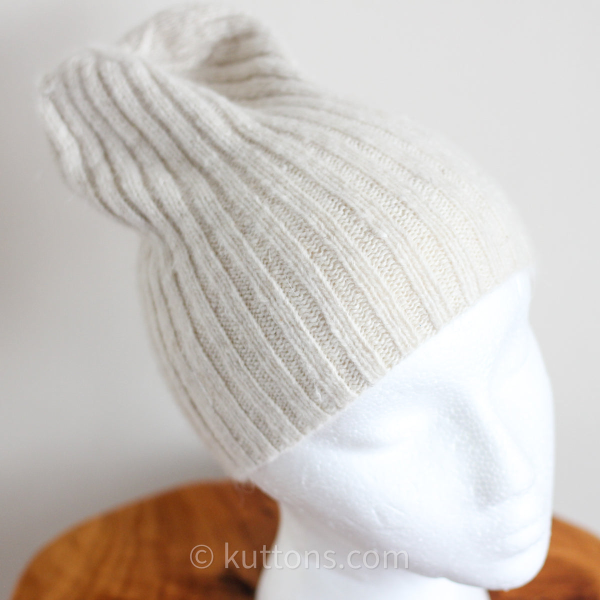 100% Pashmina Cashmere Hat - Handspun & Handknit Beanie in Ladakh Himalayas | Cream