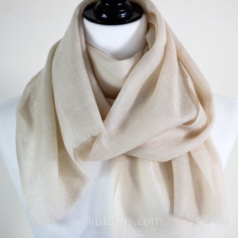 100% Pure Pashmina Cashmere Scarf - Soft Featherweight Handspun Pashmina Wool Stole from Ladakh, Himalayas | Beige, 15x70"