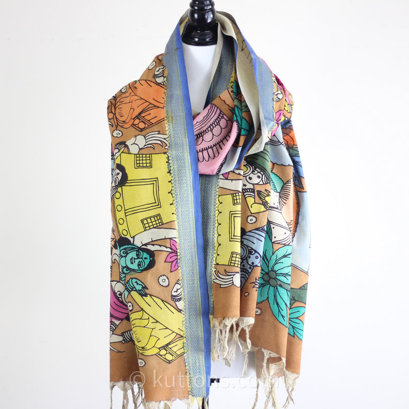 kalamkari hand painted shawls wrap