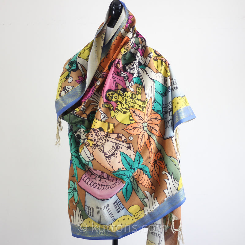 handpainted kalamkari decor natural colors