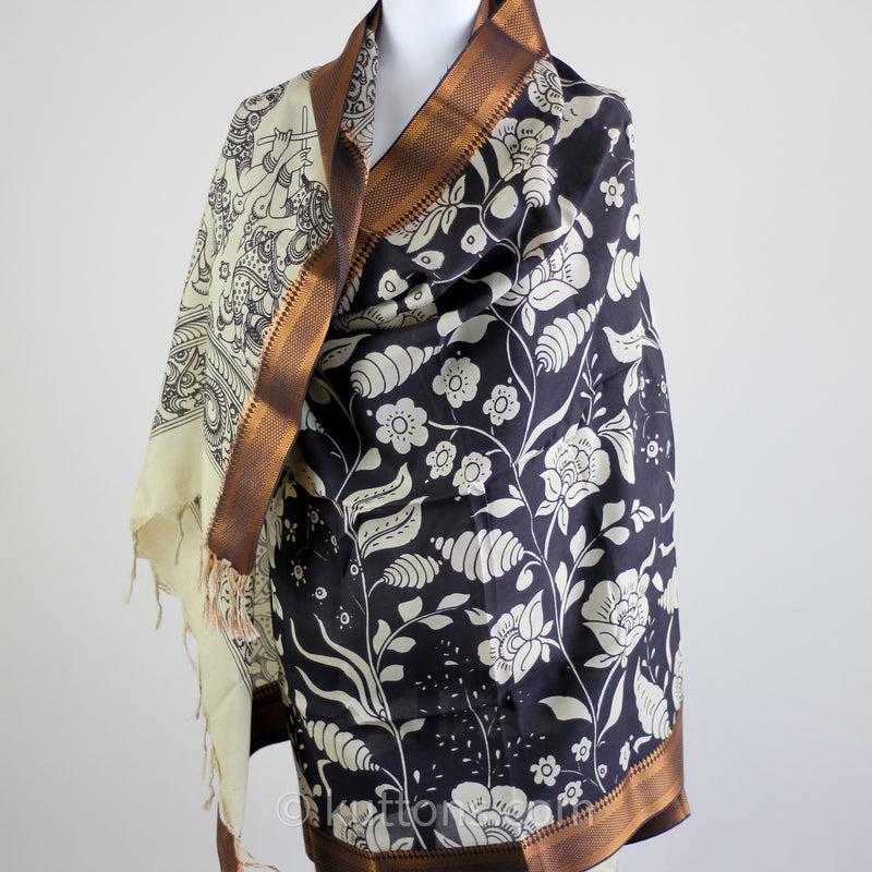 natural hand painted kalamkari shawl