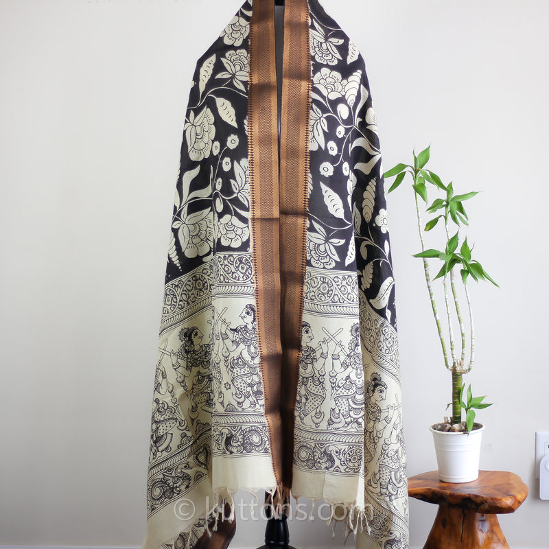 natural organic hand painted kalamkari wrap cum decor