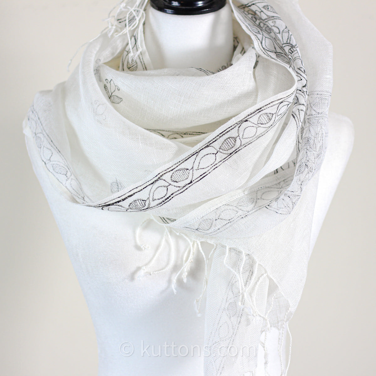 hand-painted linen scarf