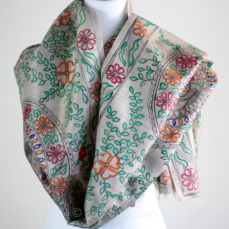 madhubani hand painted scarf