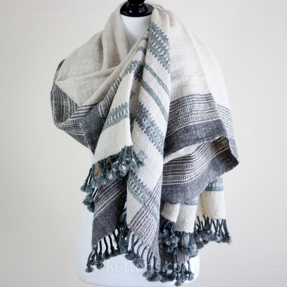 Ethnic Handspun & Handwoven Woolen Shawl cum Decorative Throw