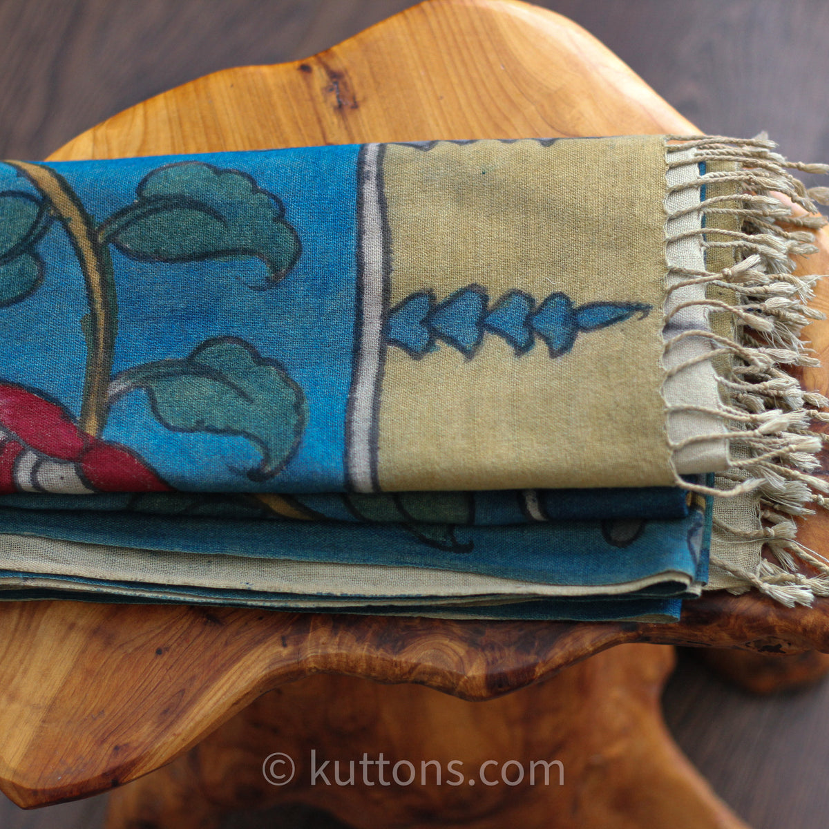 kalamkari scarf hand-painted using natural dyes
