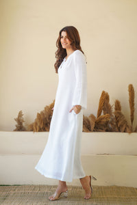 loose kimono style long kaftan Italian linen dress