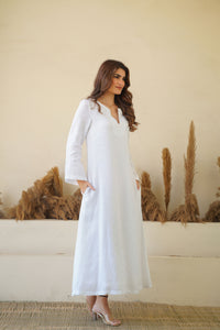 oversized minimalist organic linen kaftan dress