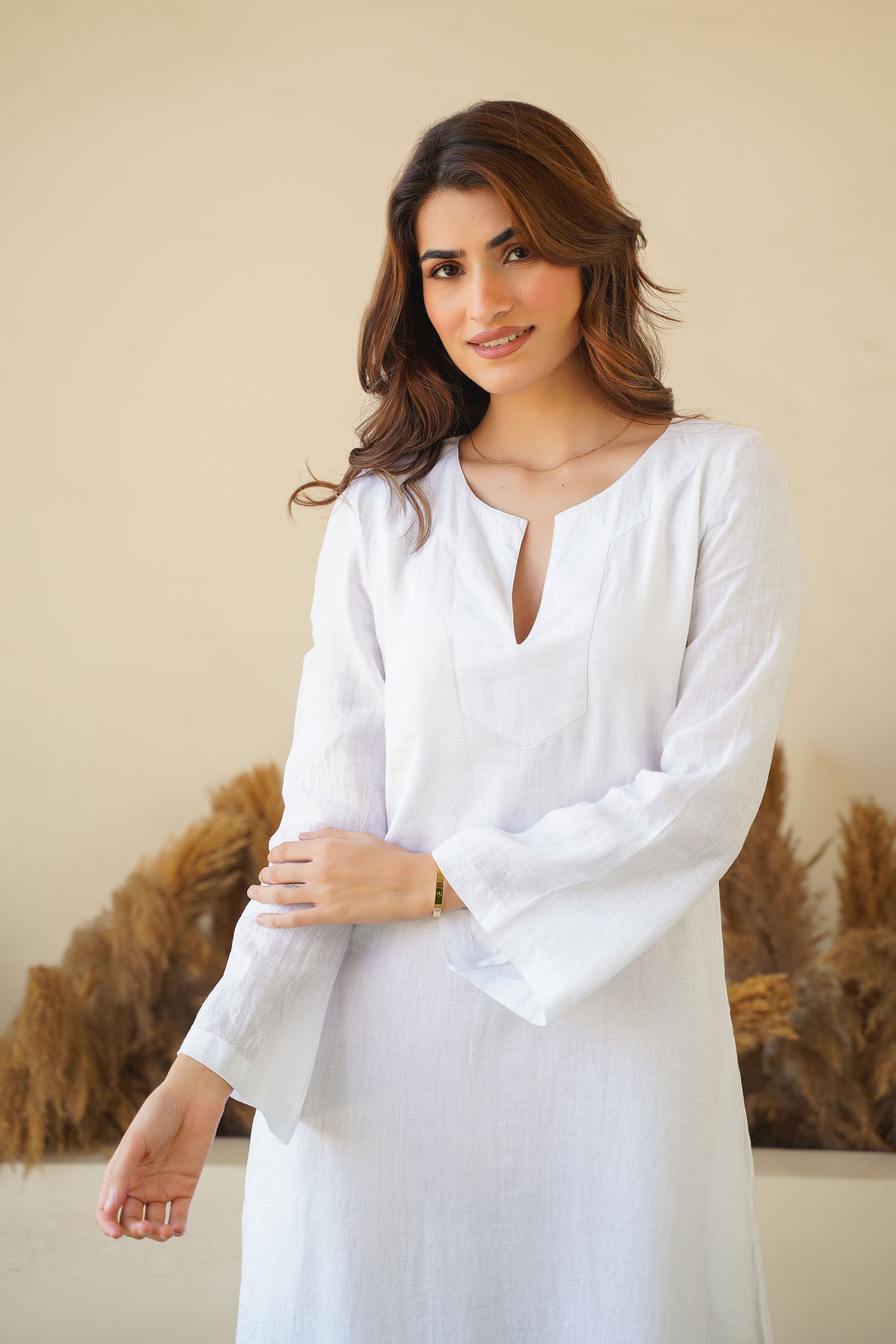 White Linen Kaftan Dress - Kaftan Maxi Dress