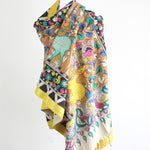 Hand-Painted Kalamkari Cotton Wrap Cum Art Decor Depicting Ethnic Women with Deers - Natural Colours | Multicolour, 36x94"