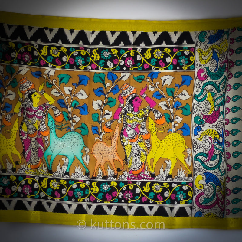 hand painted kalamkari wrap cum decor