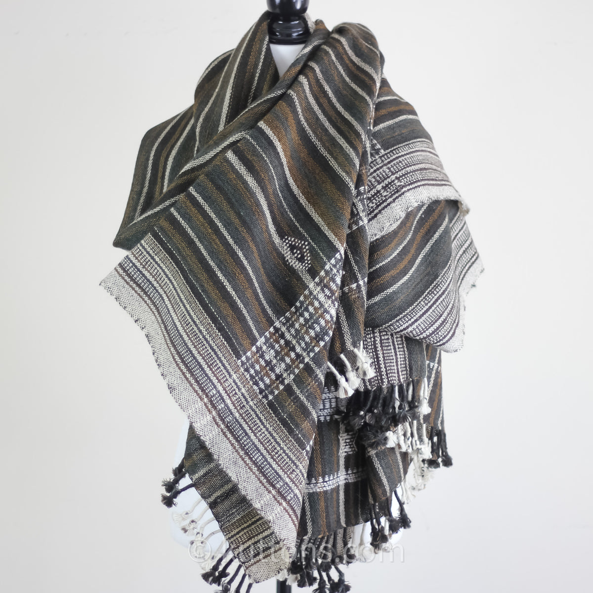 Handspun & Handwoven Ethnic Desi Wool Shawl cum Throw