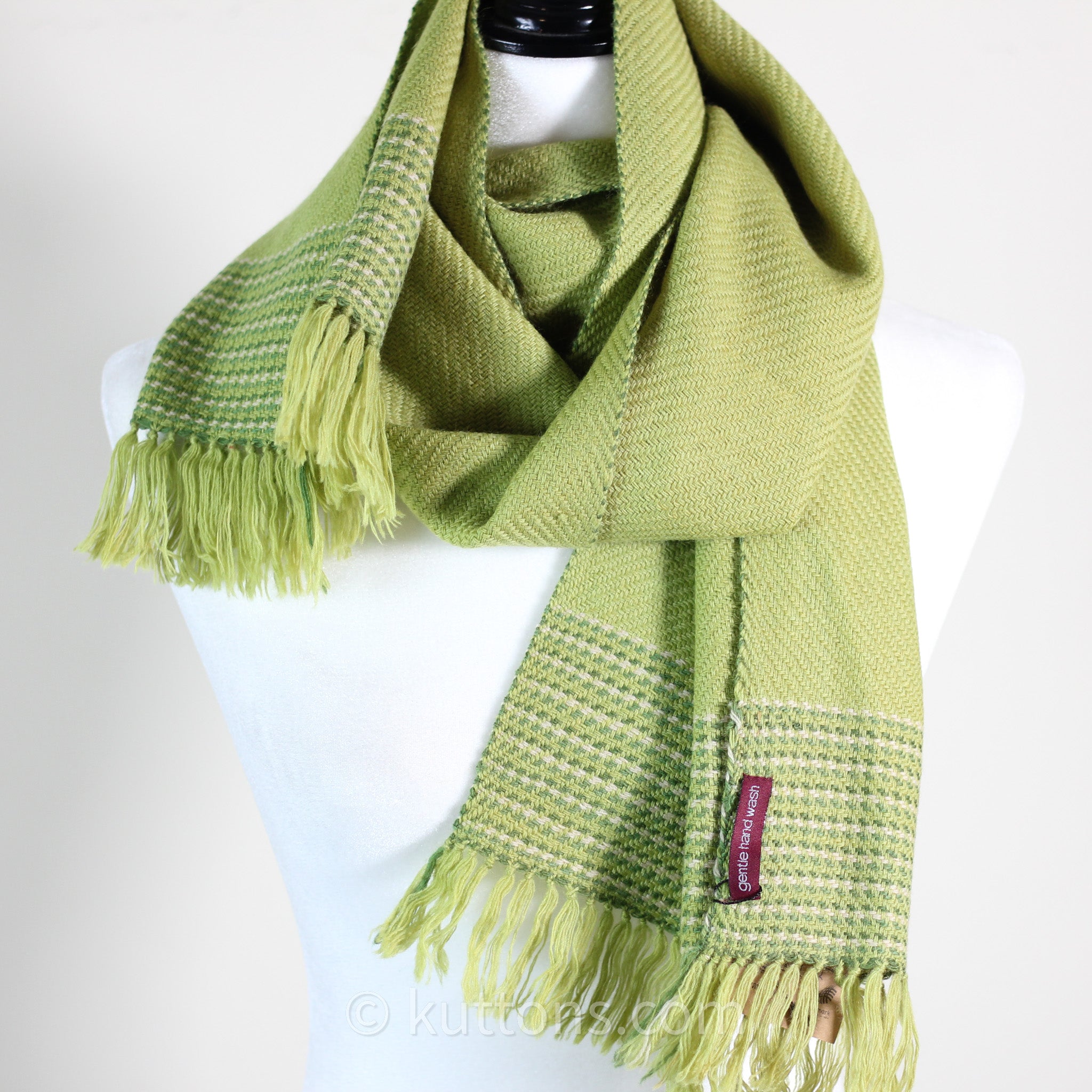 Green Floral Printed Pure Cashmere Wool Stole from Nepal