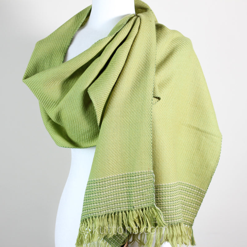 Handwoven Fine Merino & Himalayan Wool Scarf - Naturally Dyed with Tesu Flowers & Tea