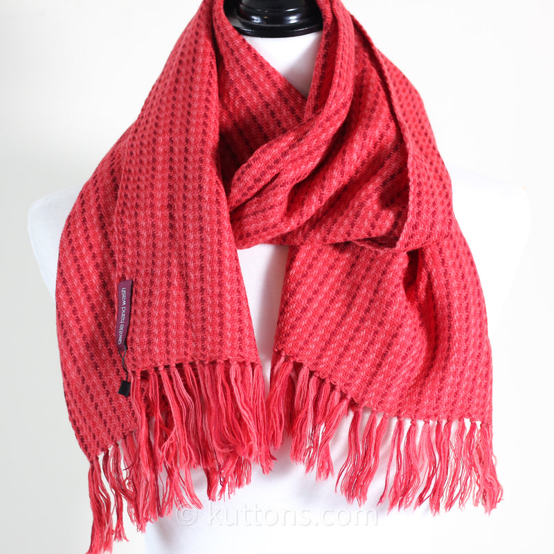 Handwoven Merino-Himalayan Wool Scarf - Naturally Dyed with Madder & Sappanwood | Red, 11"x52", Small