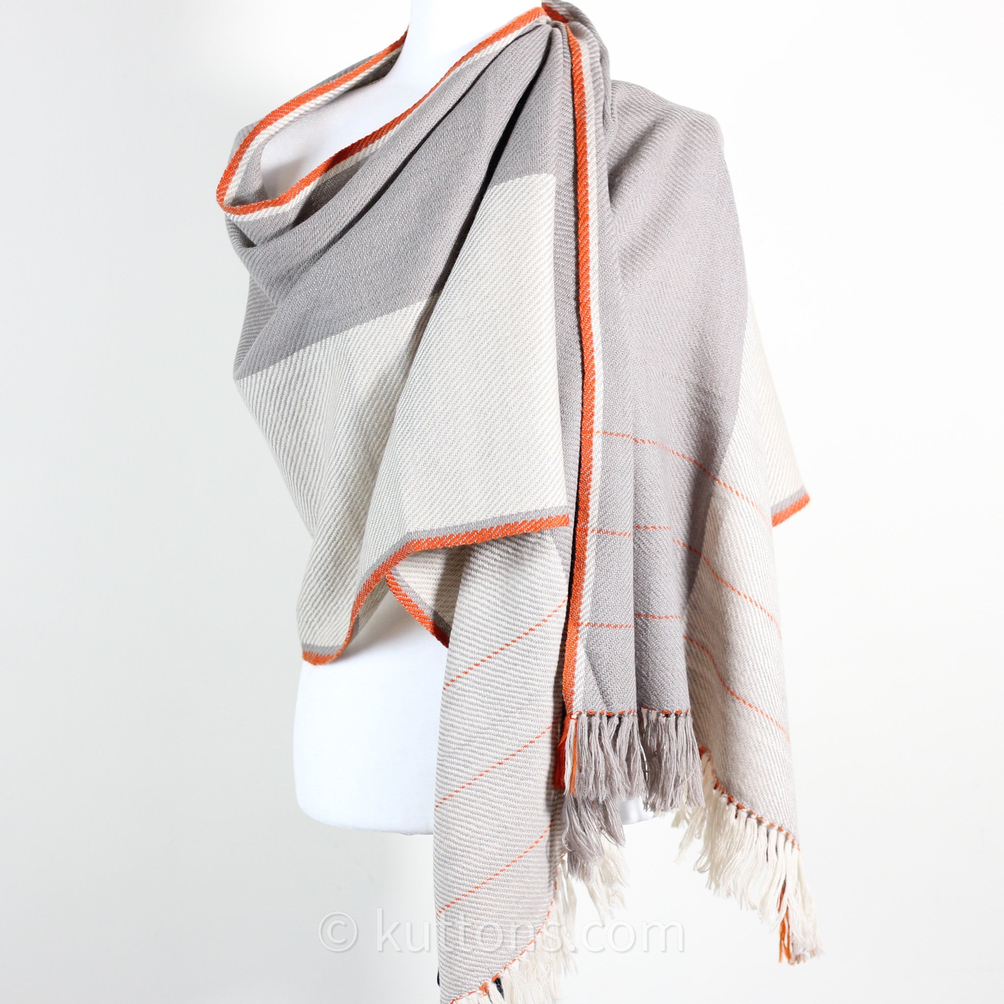 Handwoven Merino-Himalayan Wool Stole - Naturally Dyed Wrap with Tea, Tesu Flowers and Harada