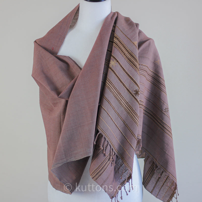 Handwoven Organic Kala Cotton Scarf - Wrap with Tassels