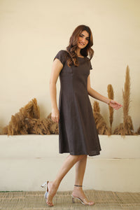 100% pure linen dress - short midi dress