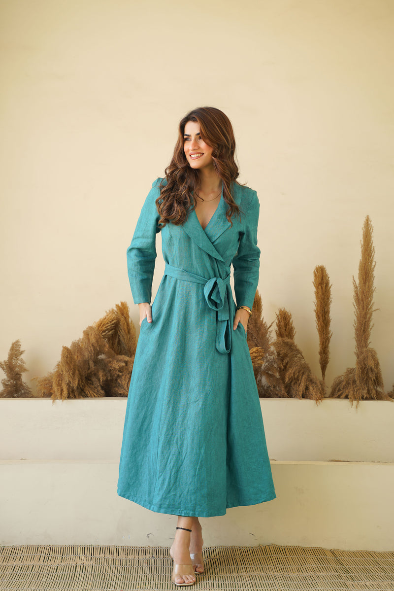 100% pure Italian linen wrap dress