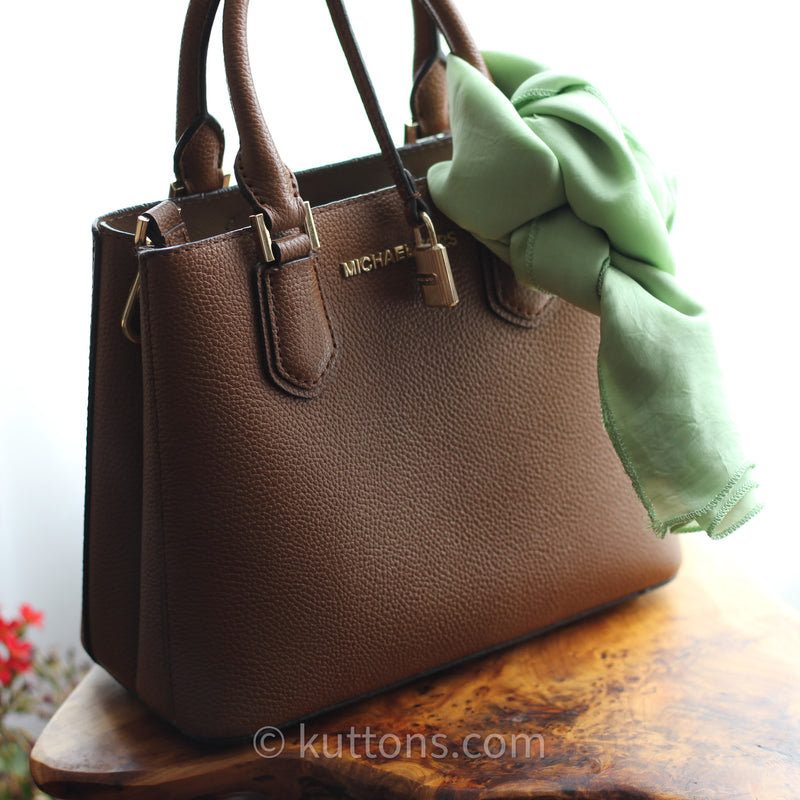 pure mulberry silk square scarf on purse
