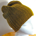 Naturally Dyed 100% Pashmina Cashmere Hat - Handspun & Handknit in Ladakh Himalayas | Greenish Brown