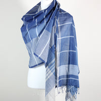 Naturally Dyed Handwoven Cotton Stole - Indigo & Tea Waste | Featherweight Fashion Wrap