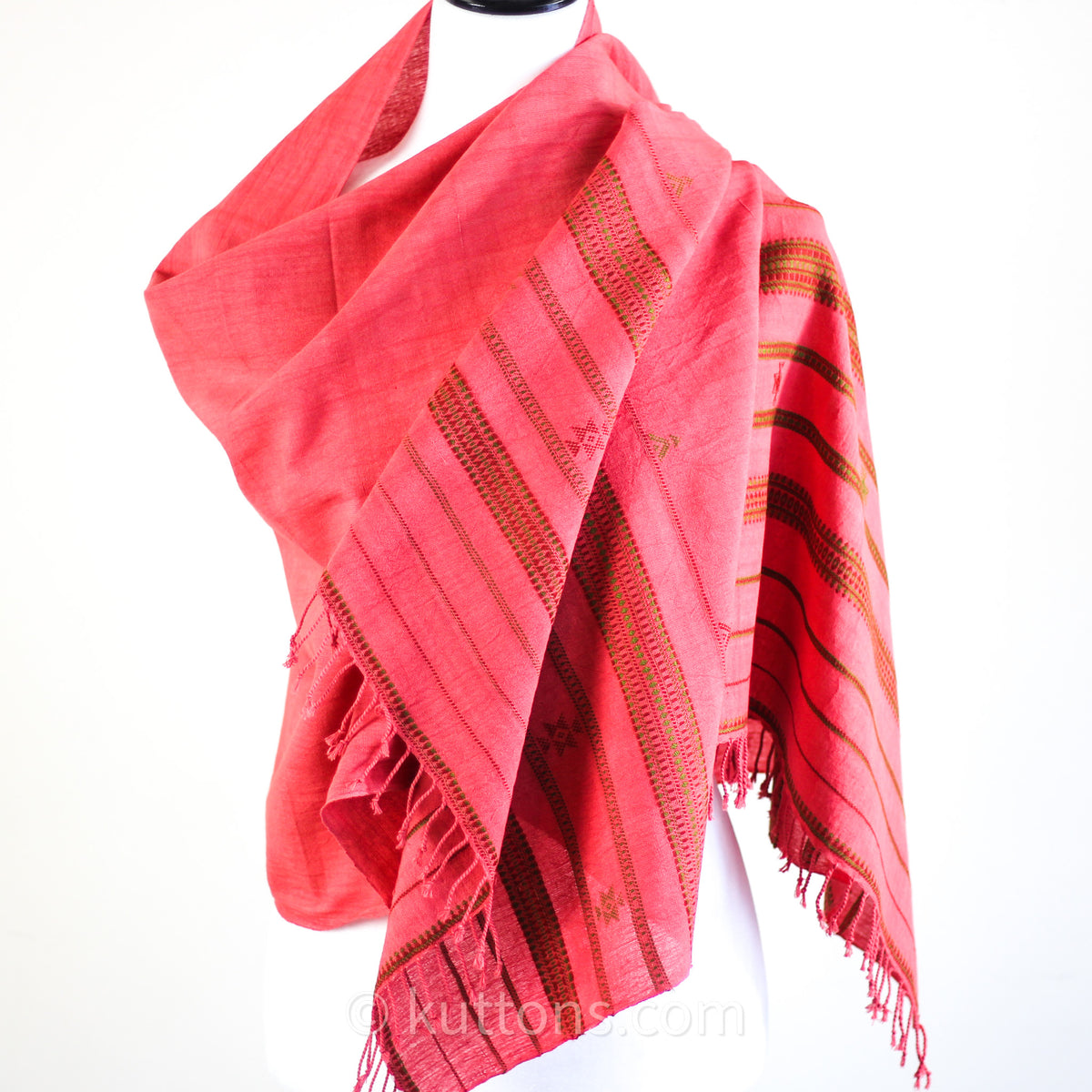 Organic Kala Cotton Scarf - Handwoven Stole with Tassels