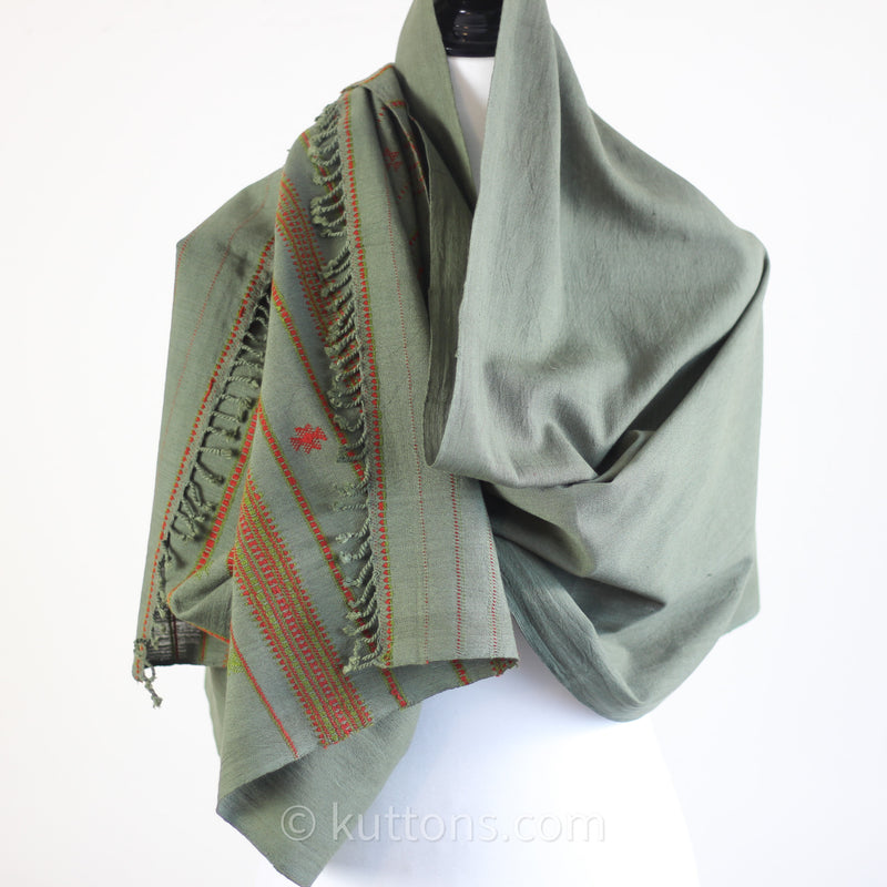 Organic Kala Cotton Scarf - Handwoven Stole with Tassels