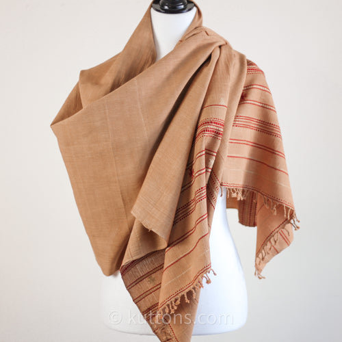 Organic Kala Cotton Scarf - Handwoven Wrap with Tassels