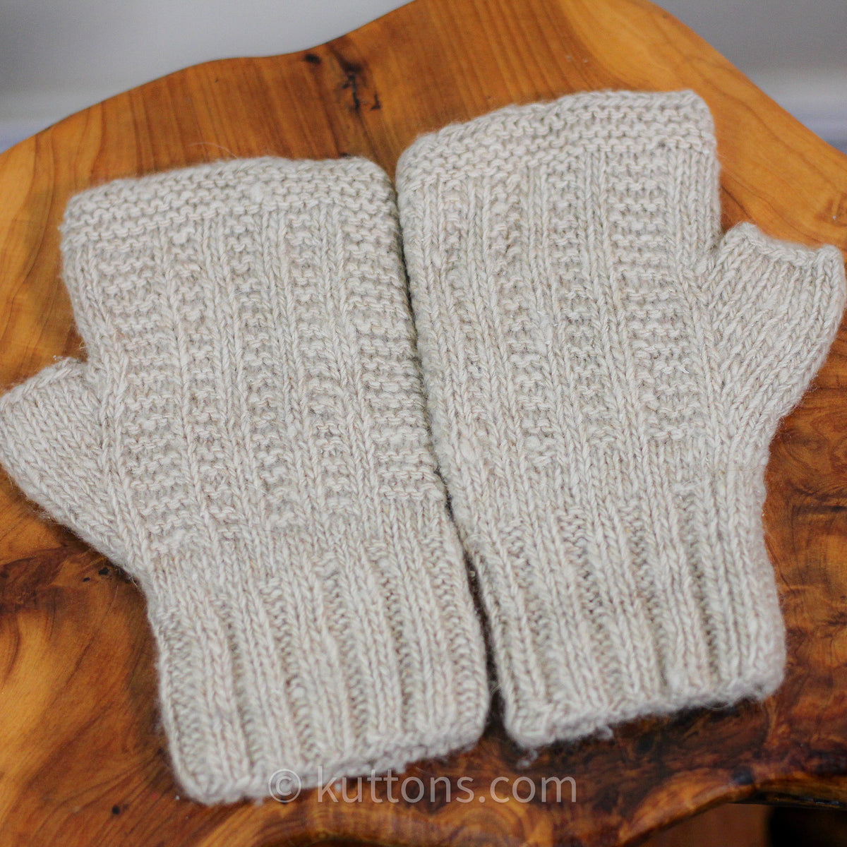 Pashmina Cashmere Fingerless Gloves - Handknit Wristlets, Half Gloves from Ladakh Himalayas | Cream