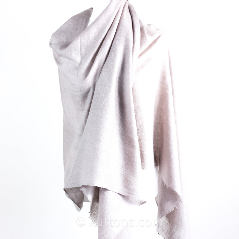 Pure Pashmina Cashmere Stole - Soft Featherweight Pashmina Cashmere Wrap from Ladakh Himalayas | Light Gray, 29x82"