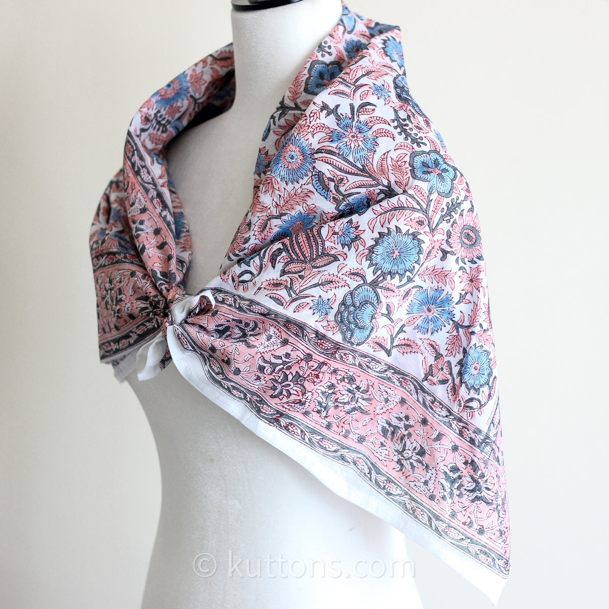 artistic hand block printed cotton bandana scarf