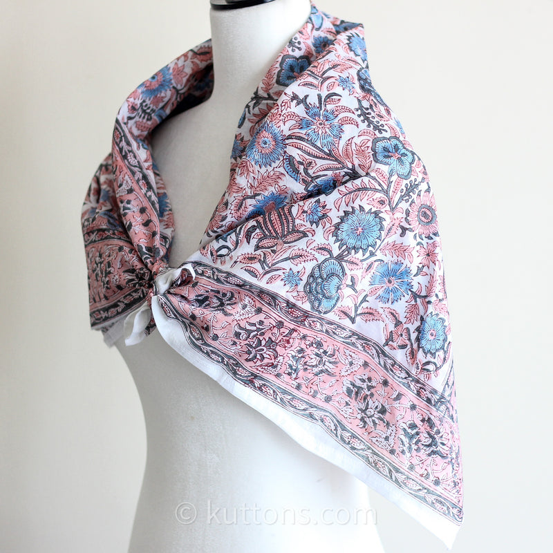artistic hand block printed cotton bandana scarf
