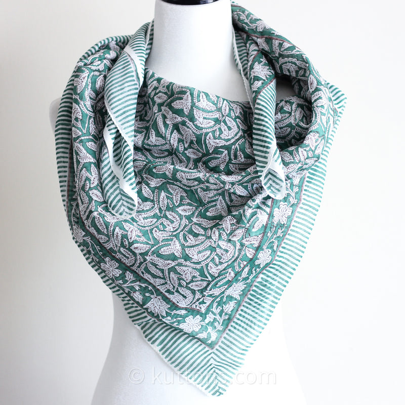 hand block printed mul cotton bandana wrap