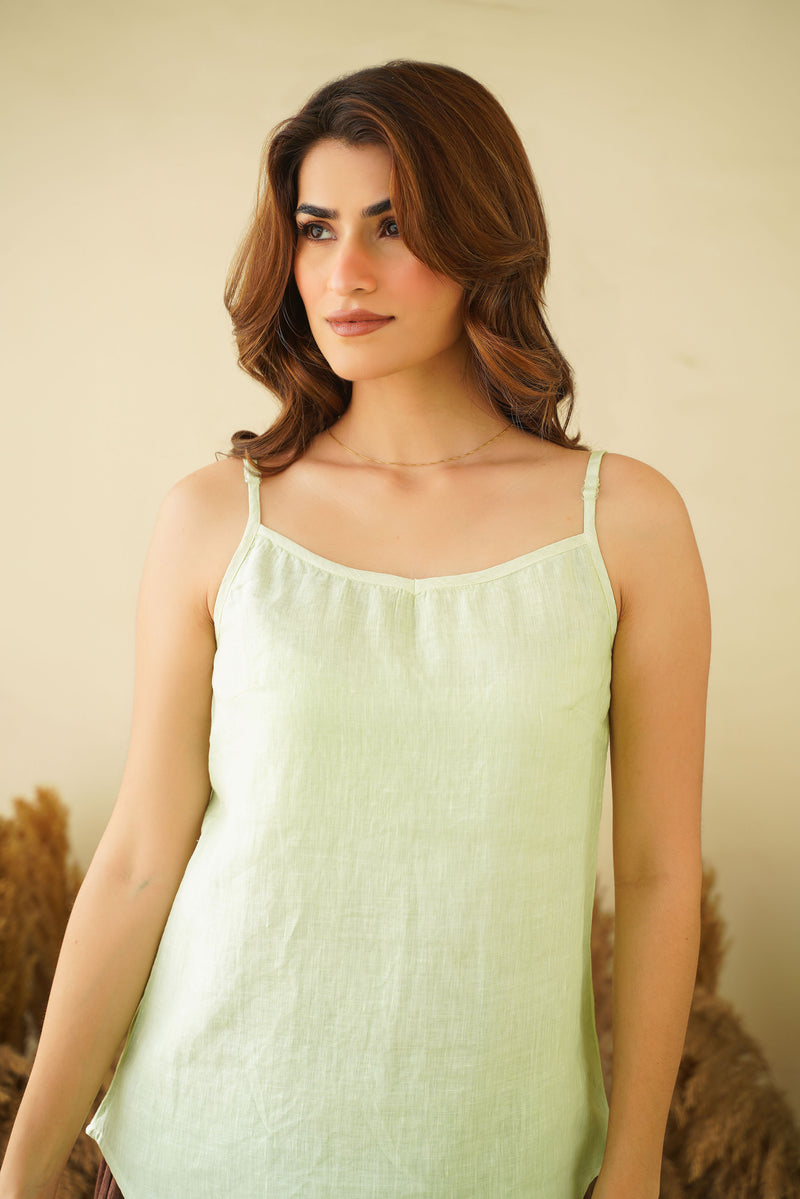 soft pure Eurpoean linen cami mint green