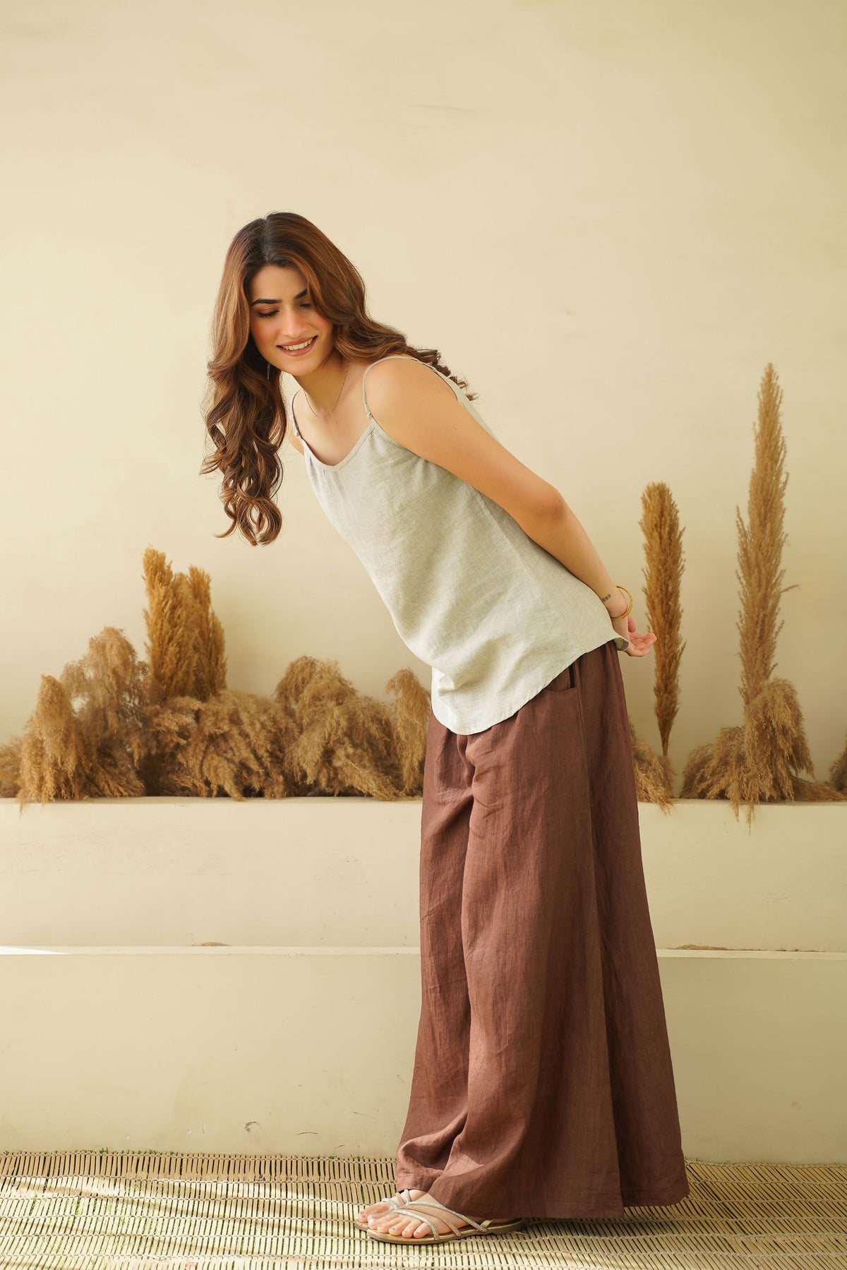 soft washed linen tank top camis