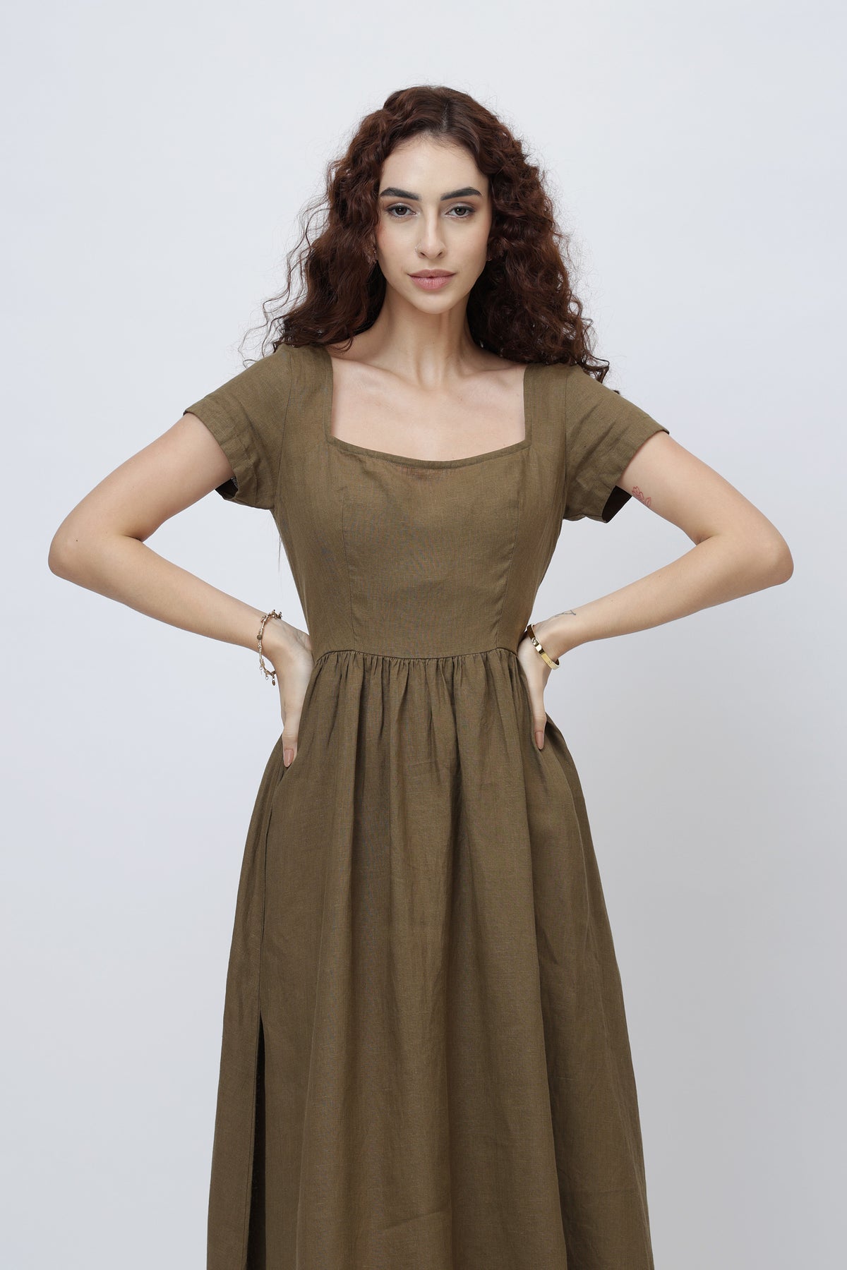 100% European linen maxi dress