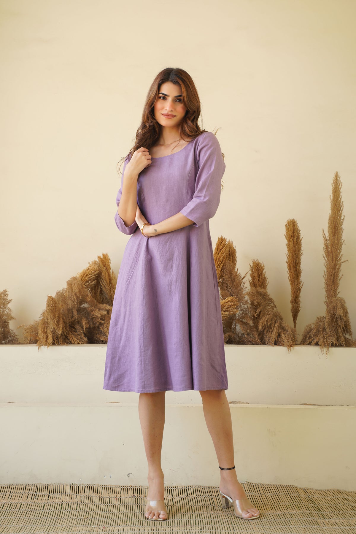 linen tunic with sleeves, zipper and cotton lining