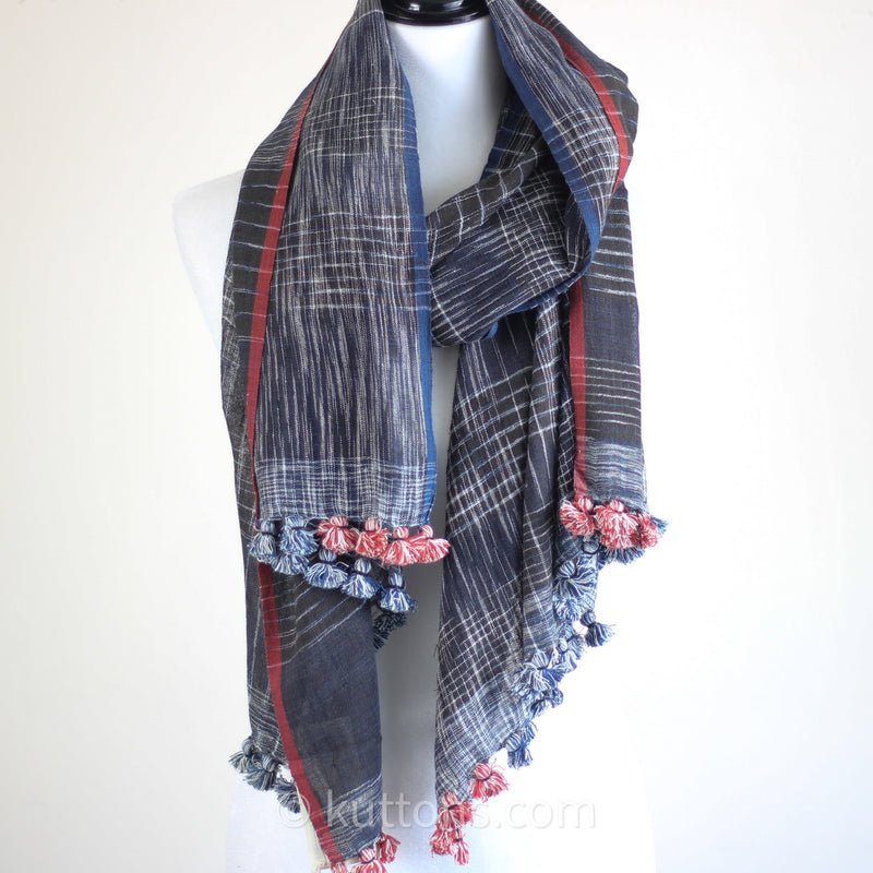 Wrap in Artistry - Organic Cotton Scarf, Dyed with Natural Dyes - Handwoven by Women Weavers