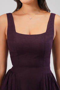 Purple dress with a square neckline