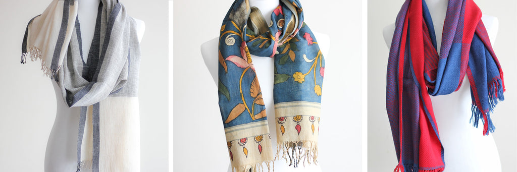 handmade scarves and wraps from natural fabrics