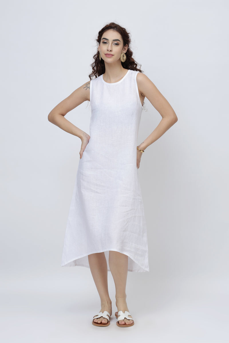 European Linen Shift Midi Dress Sleeveless Minimal Linen | Kuttons European Linen Shift Midi Dress Sleeveless Minimal Linen | Kuttons