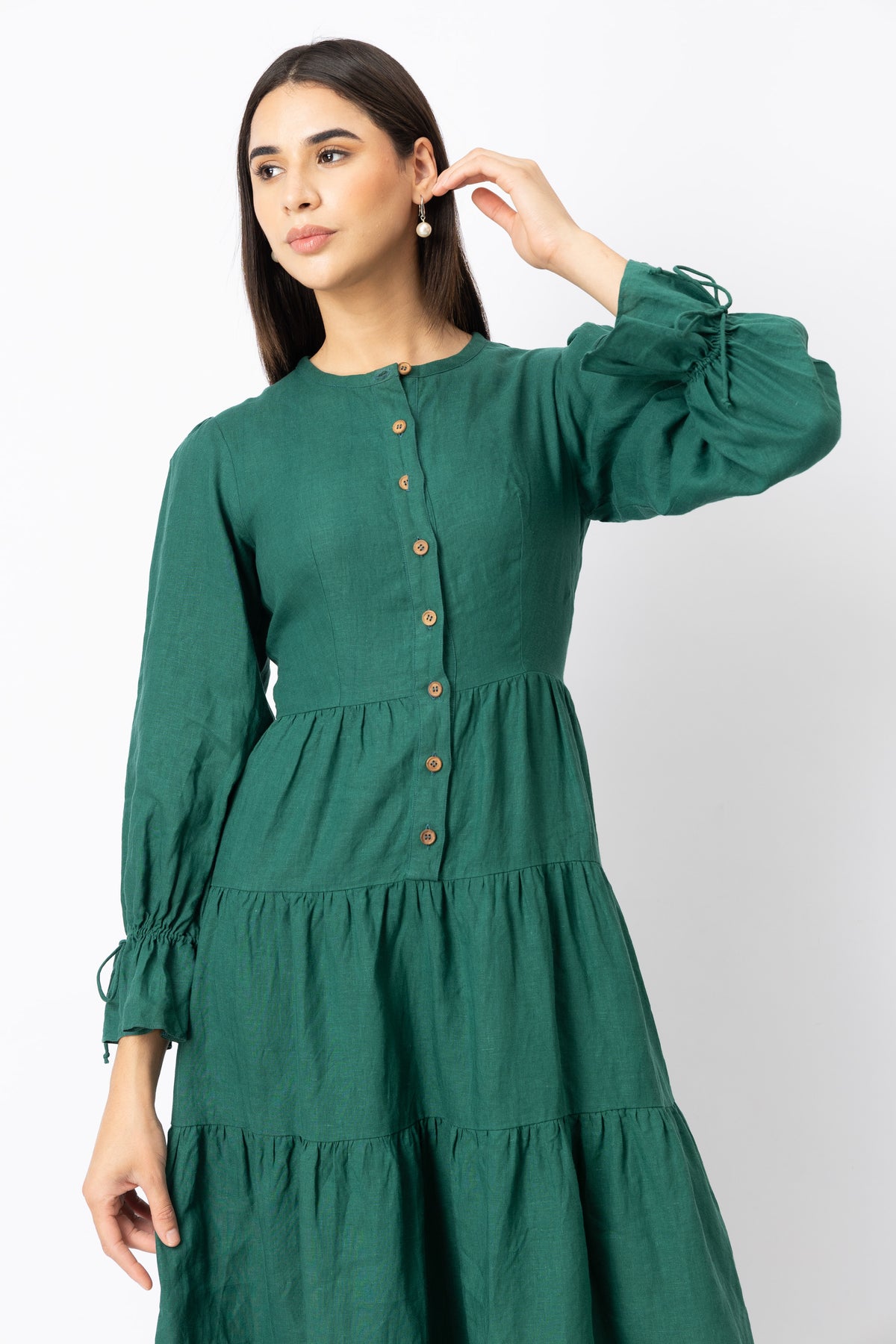linen tiered dress with strings
